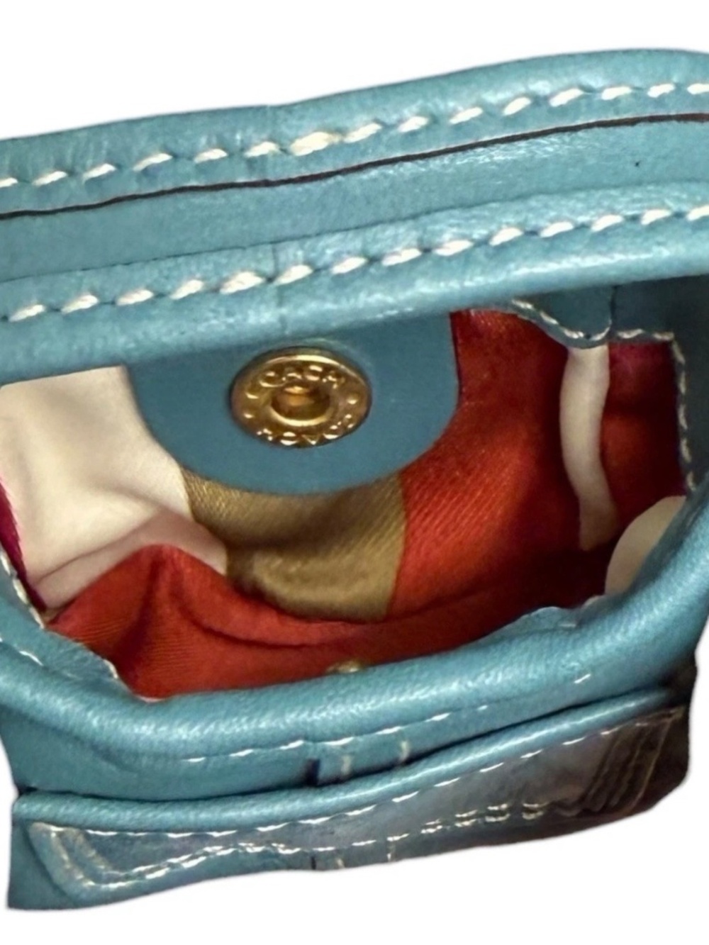 Vintage Coach Ergo Legacy Leather Teal Mini Hobo Bag Charm Keychain Keyring Rare - Picture 4 of 4